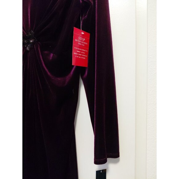 Muse Velvet Dress Long Sleeve Sequin Applique Whimsigoth Size 16 Plum - Picture 4 of 8